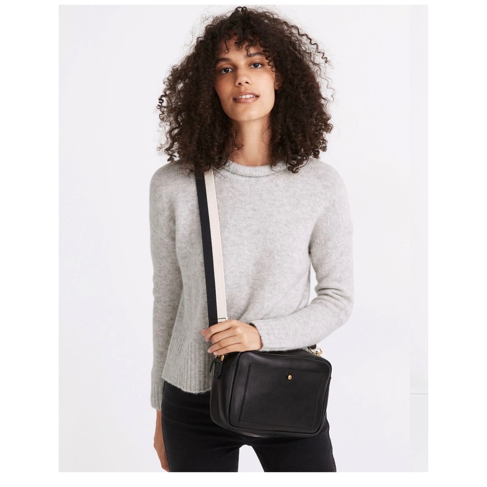 Madewell Fulton pullover Gray Mockneck Wool Blend Boxy fit Knit Sweater Small